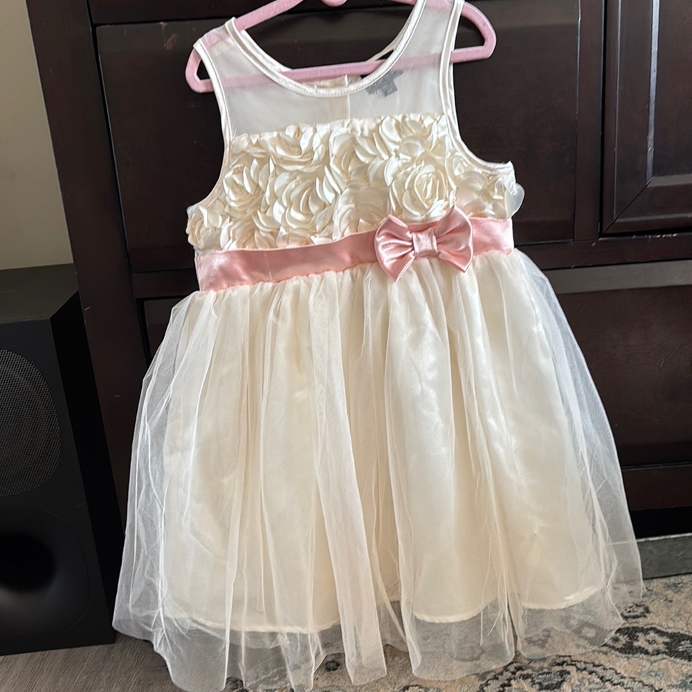 Lilt Cream Formal Dress with Pink Sash for Prom